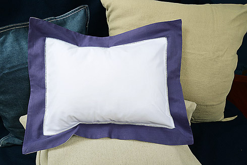 Hemstitch Baby Pillow 12"x16" Imperial Purple color border. - Click Image to Close